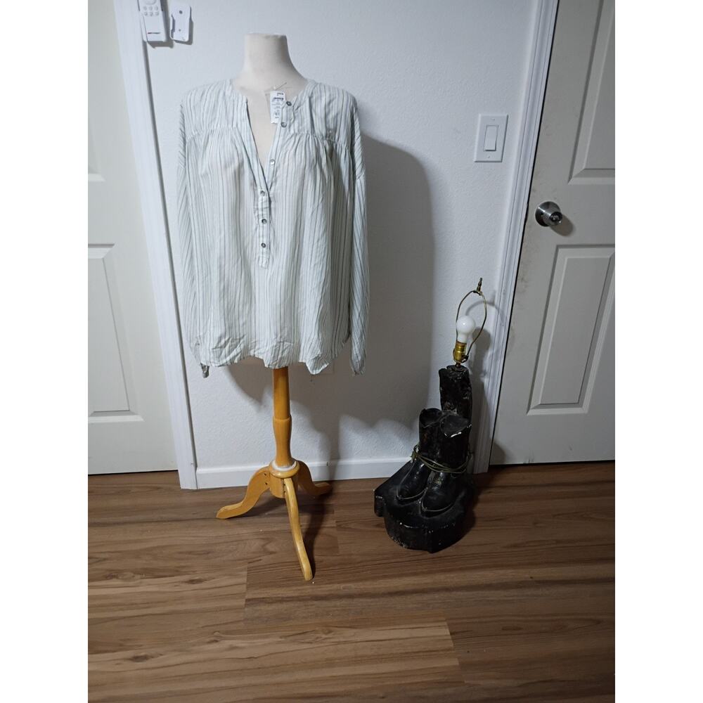 NWOT Sonoma Striped Button Shirt Long Sleeve XL cotton And Modal